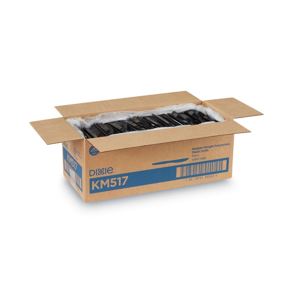Dixie KM517 Plastic Cutlery Heavy Mediumweight Knives – Black (1000/Carton) New