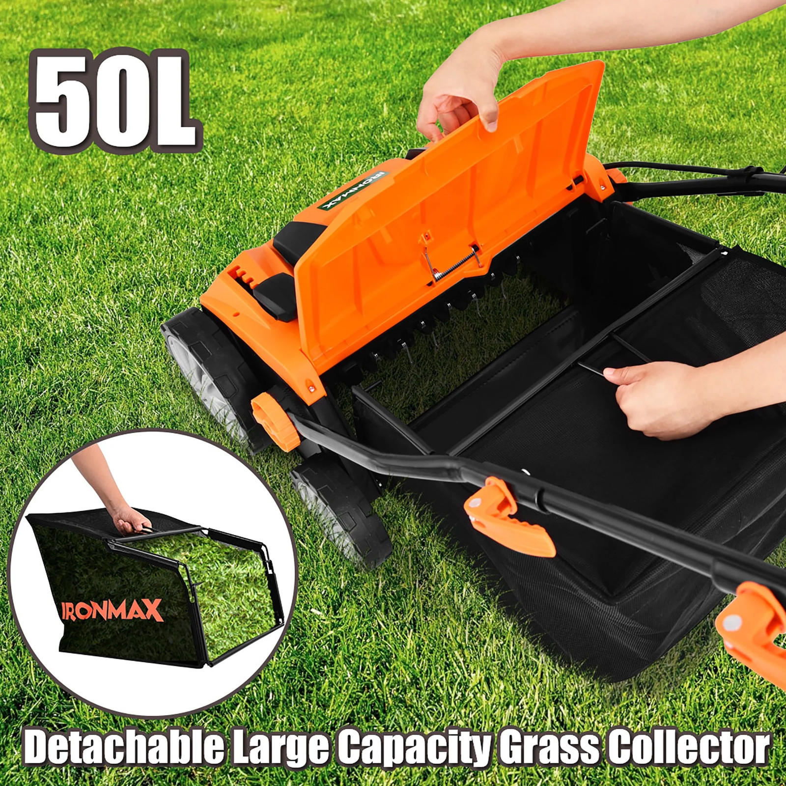 Costway Ironmax 13Amp Corded Scarifier 15″ Electric Lawn Dethatcher W/50L Bag