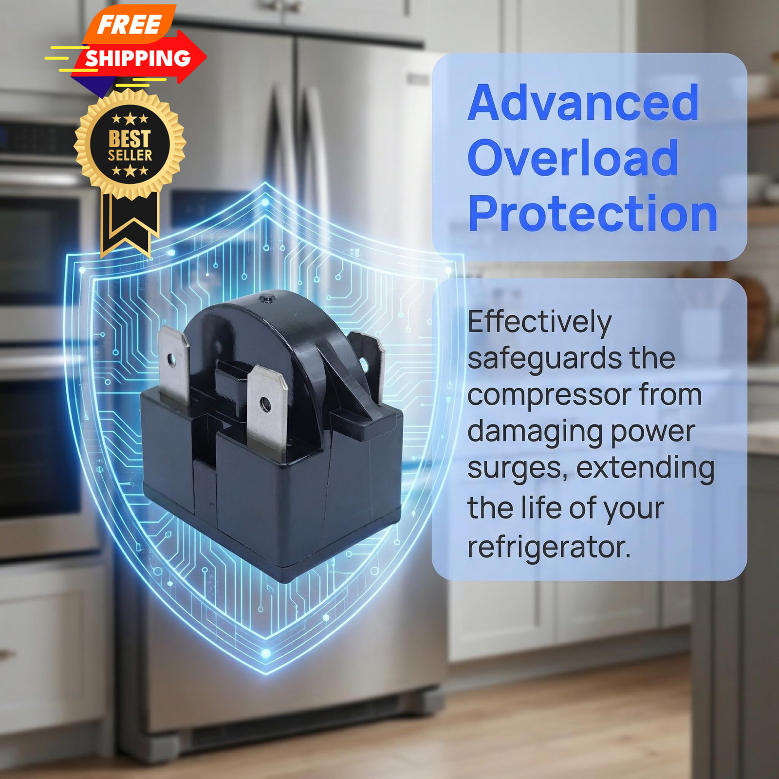 QP2-4R7 QP2-4.7 Start Relay Refrigerators PTC and Overload Protector 3 PIN