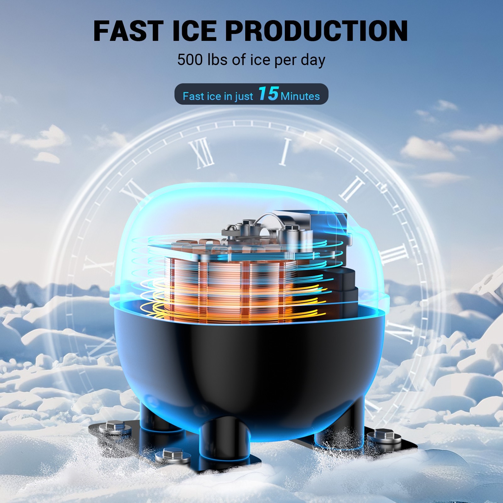 580LBS/24H Air Cooling Commercial Ice Maker Machine with 400lbs Storage Bin