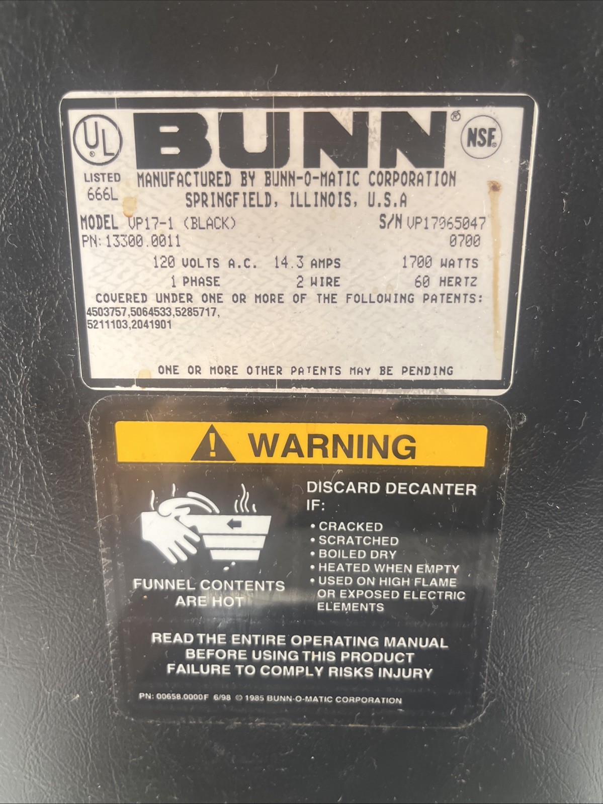 Bunn 13300.0011 VP17-1 Pourover Coffee Maker – Stainless Decor – No Pot