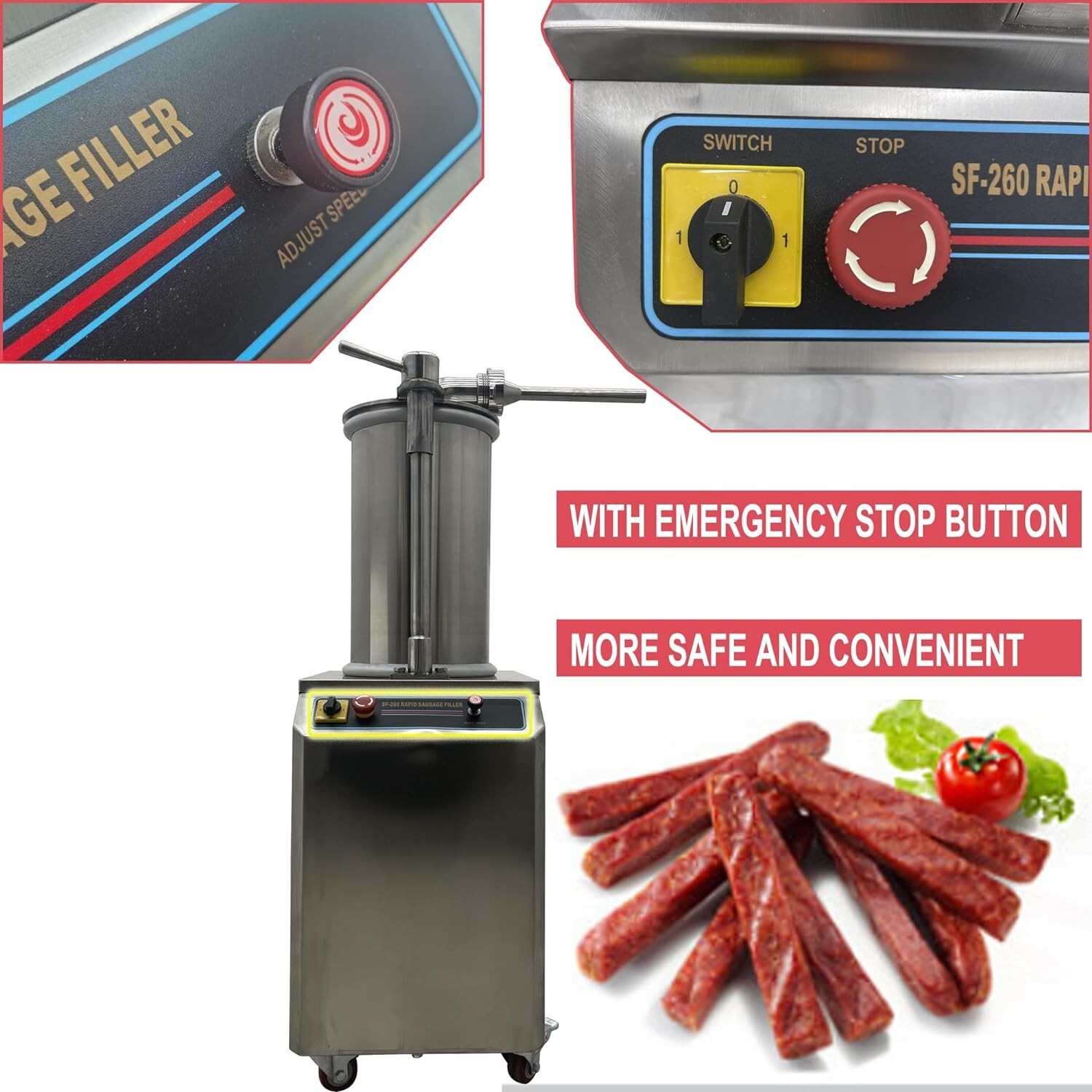 Electric Sausage Stuffer Hydraulic26L Automatic Sausage Filling Machine 400kg/h