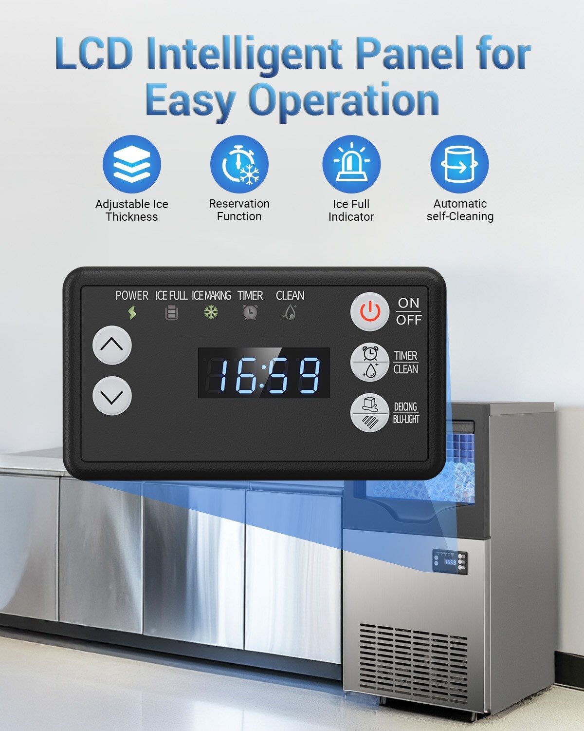 Built-in Commercial Ice Maker Stainless Steel Bar Restaurant Ice Cube Machine