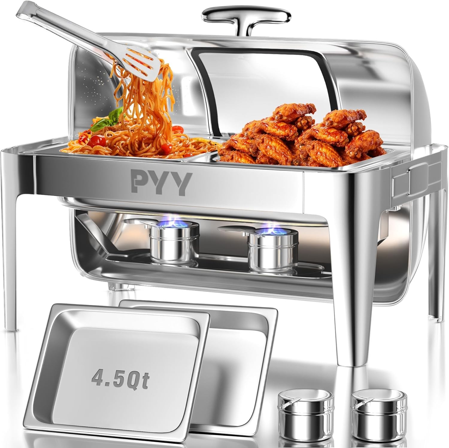 PYY Chafing Dish Buffet Set, 9 QT Stainless Steel A-Half size, Silver