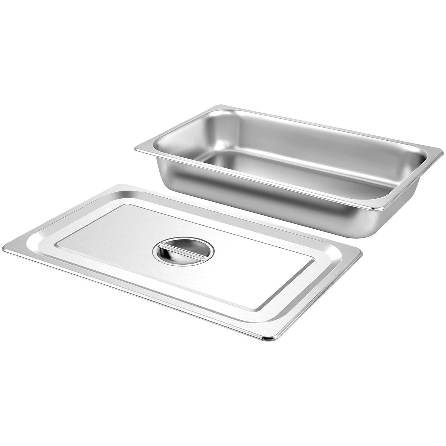 4 Pack Stainless Steel Full Size Hotel Pans with Lids – 3.7″ Deep, 0.8mm Thic…