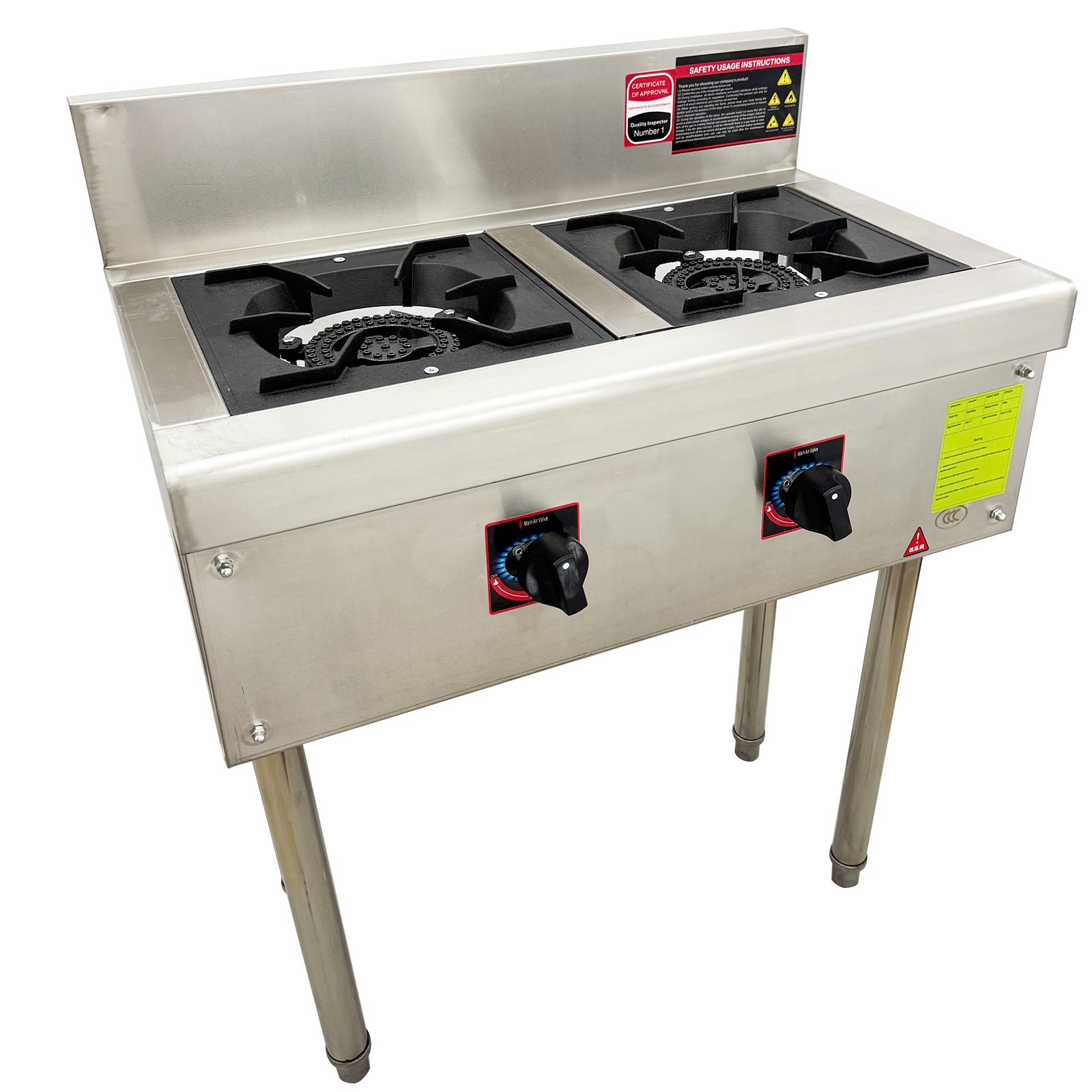Commercial Floor Model Double Burner Stock Pot Stove Liquefied Gas 4.5kWx2