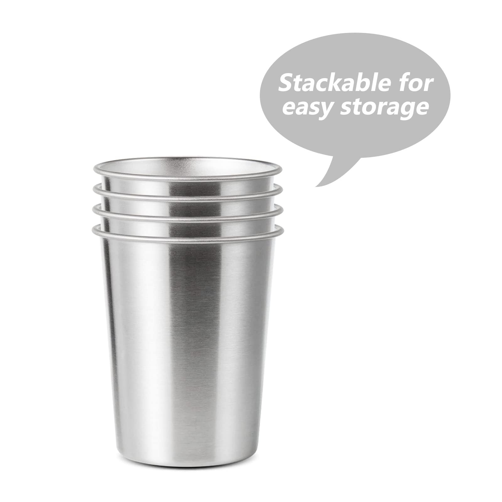 4Pack 6oz Small Stainless Steel Cups, BPA Free Healthy Pint Drinking Cups Metal