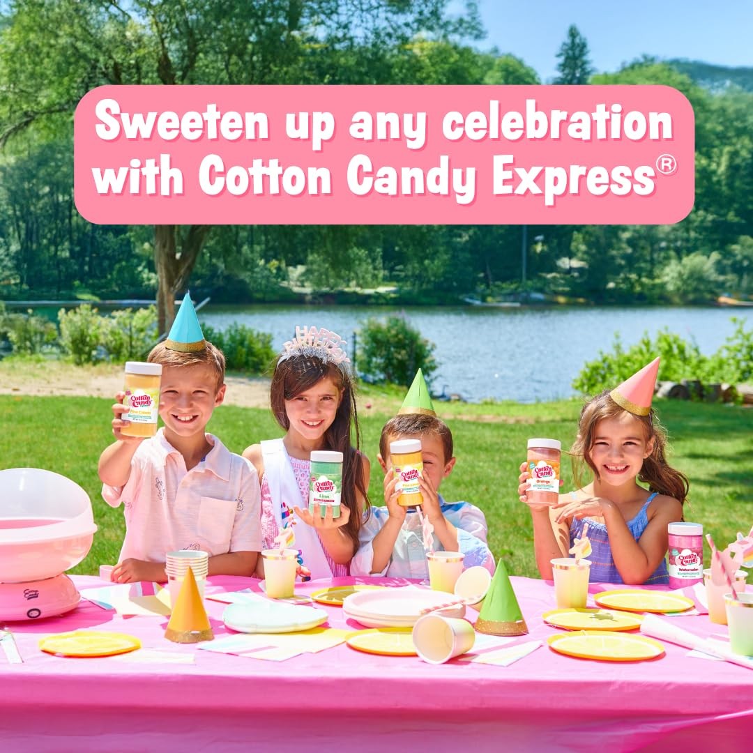 Cotton Candy Express Floss Sugar Variety Pack 5 – 11Oz Plastic Jars Of Lime