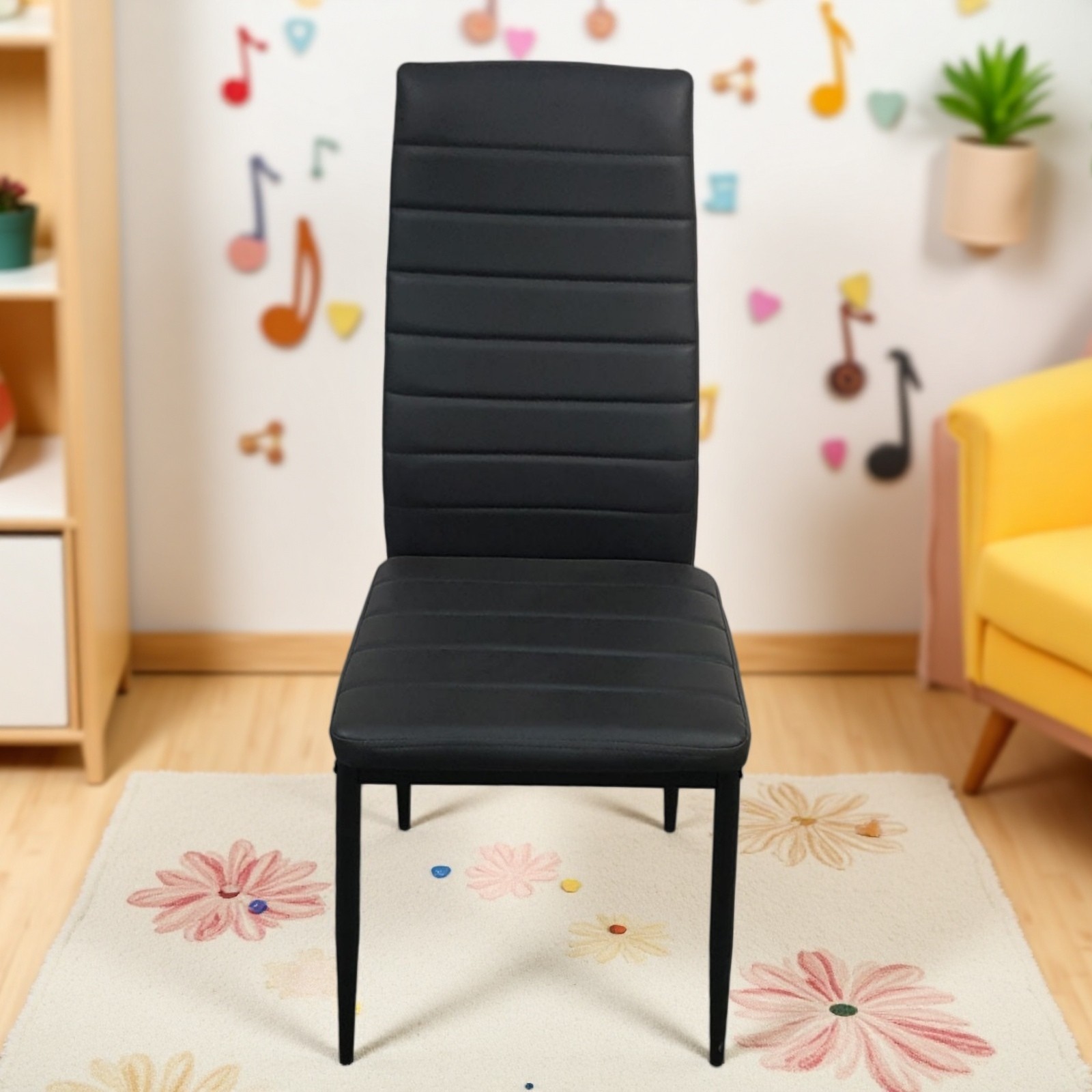 4PCS Black High Back Dining Chair, Modern Kitchen Chair & Restaurant Chair
