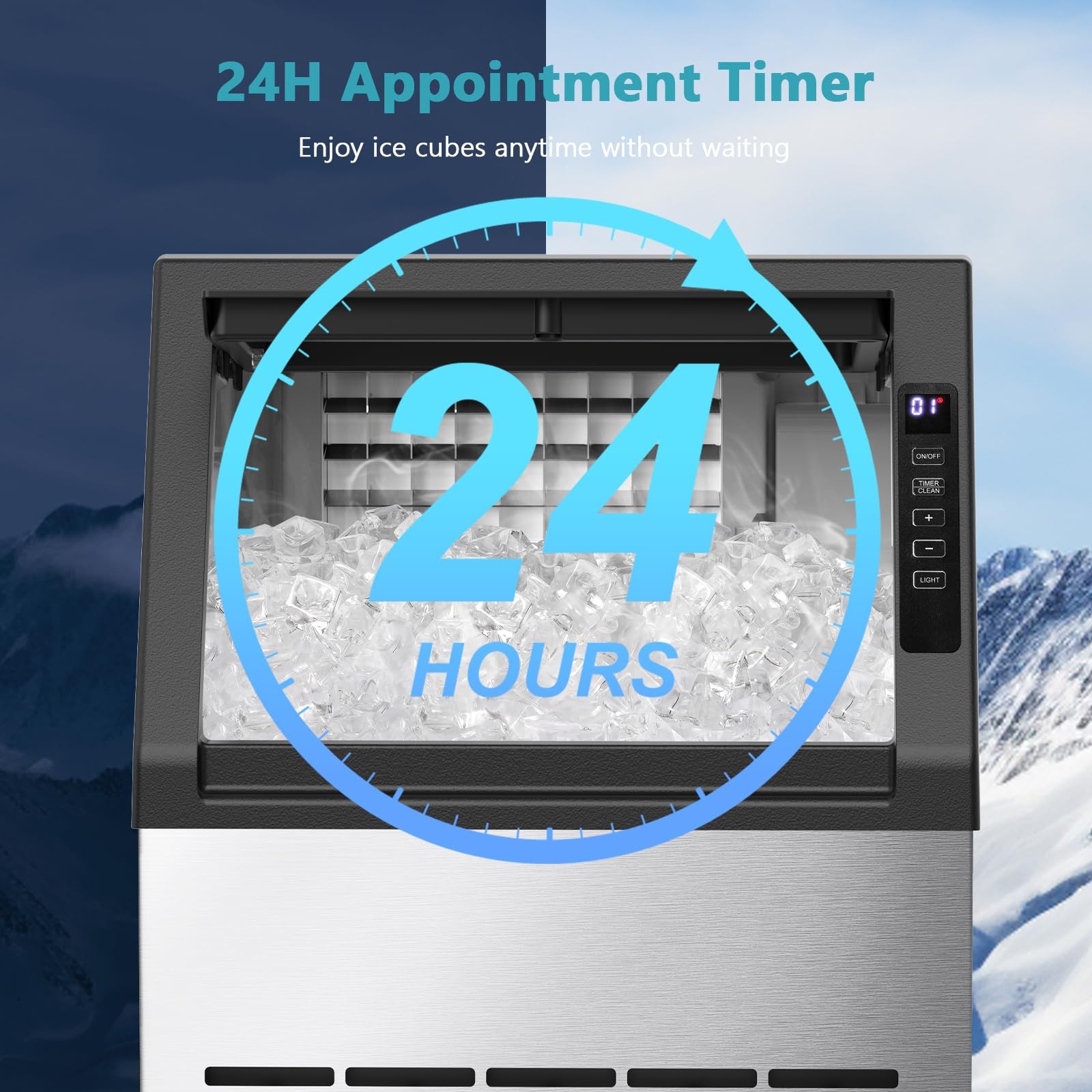 Commercial Ice Maker Machine,80lbs/24H Stainless Steel Ice Machine,24lbs Stor…
