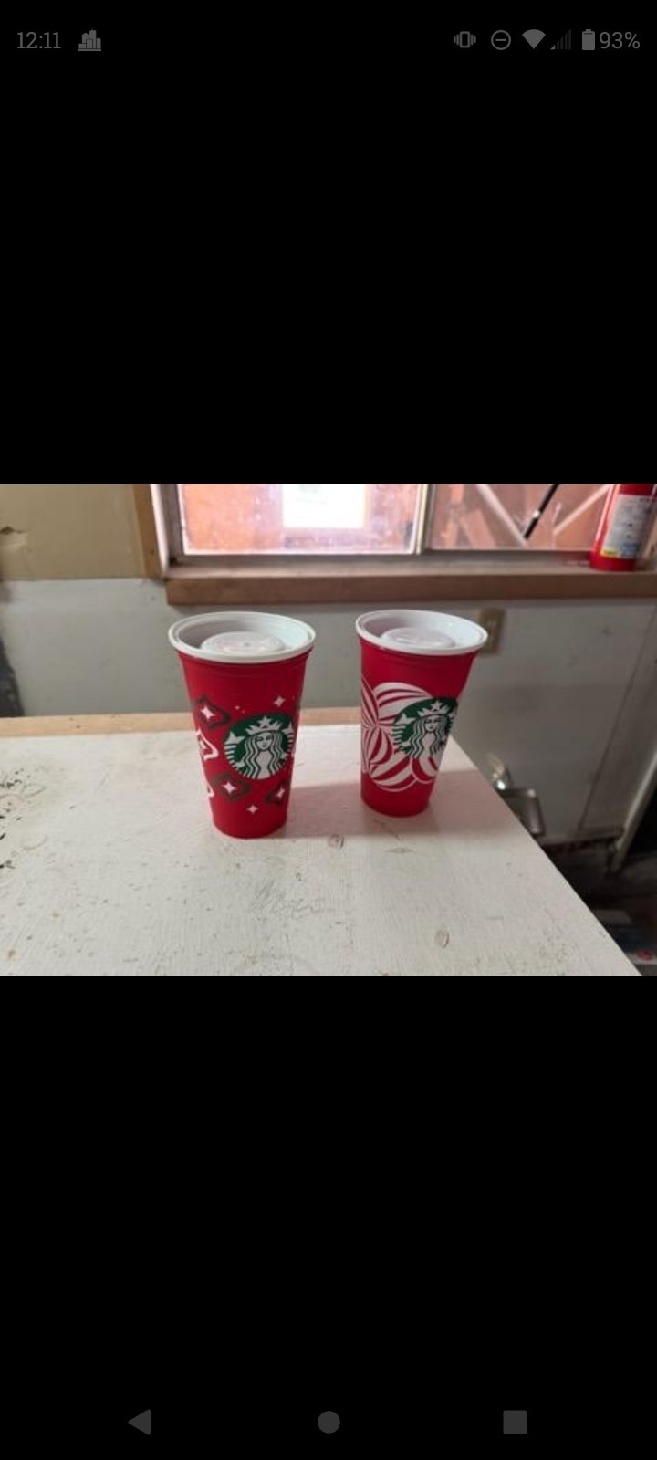 Starbucks Holiday Round Disposable Cup/Lid/Sleeve Combo Red Design, 2-Pack