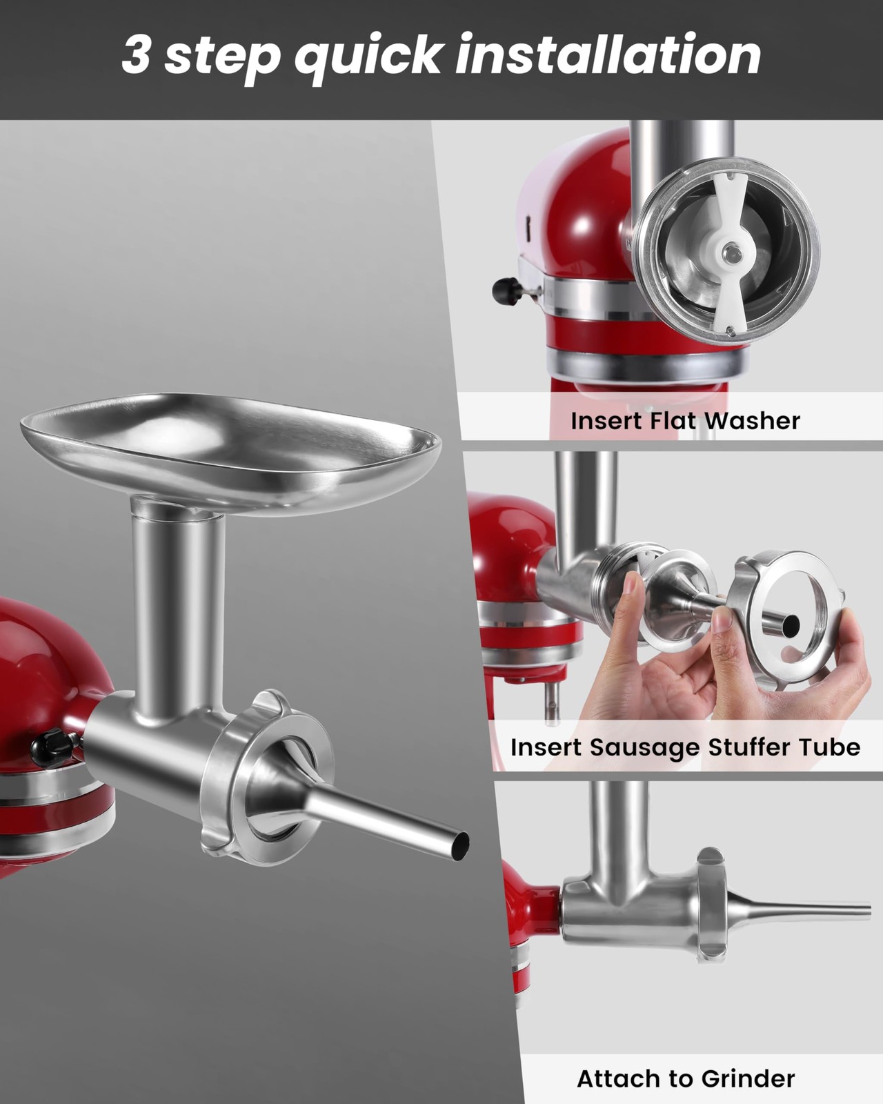 Sausage Stuffer Kit for Kitchenaid KSMMGA Meat Grinder Attachment, Sausage At…
