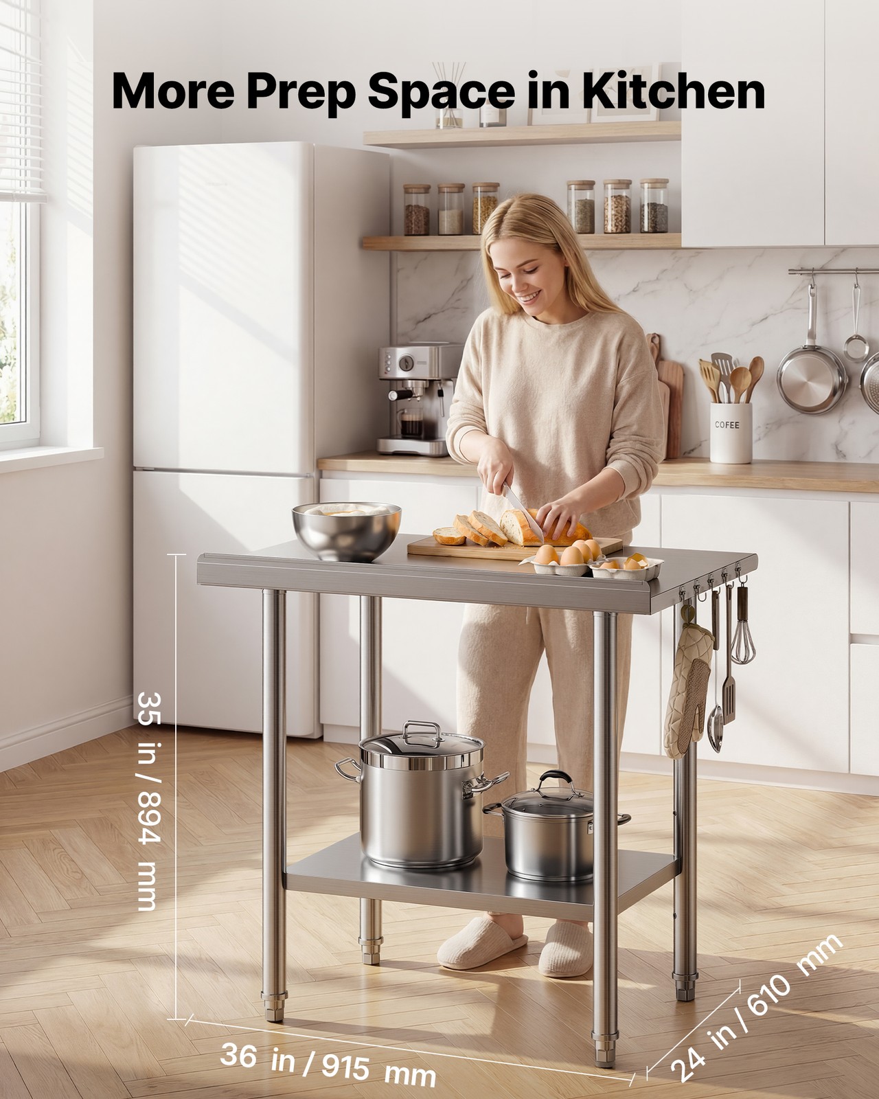 VEVOR Commercial Stainless Steel Table Kitchen Catering Prep Table 24×36 Inch
