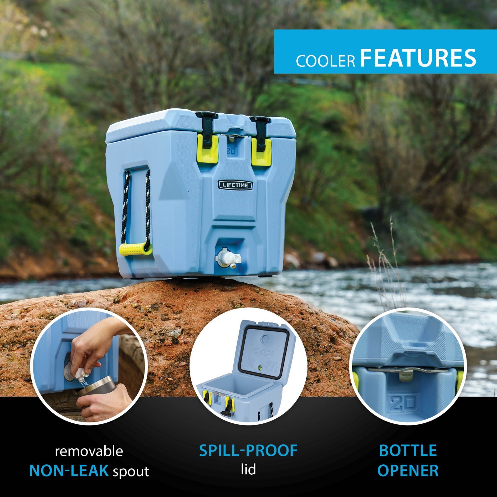 Lifetime 5 Gal Insulated Beverage Dispenser Cooler w/ Bottle Opener Gray