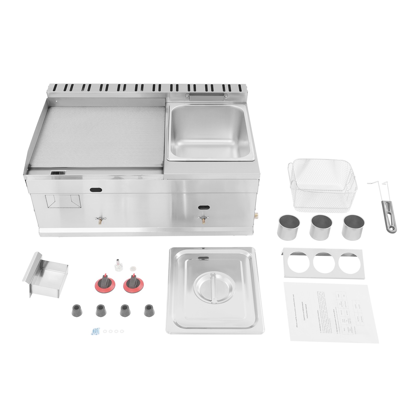 Commercial Deep Fryer 6L Countertop Gas Fryer Restaurant with Grill Griddle
