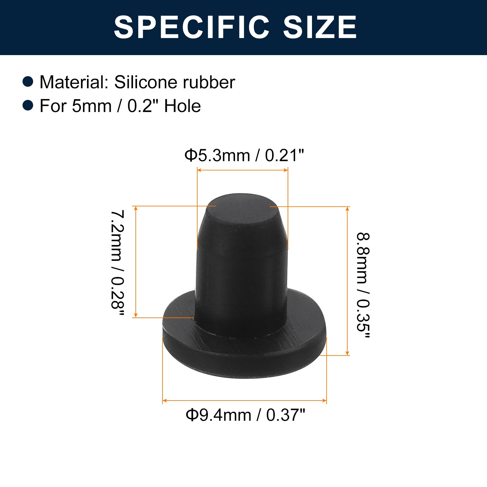 32PCS Black Rubber Stopper 5.3mm Plug Holes for 5mm/0.2″ Hole