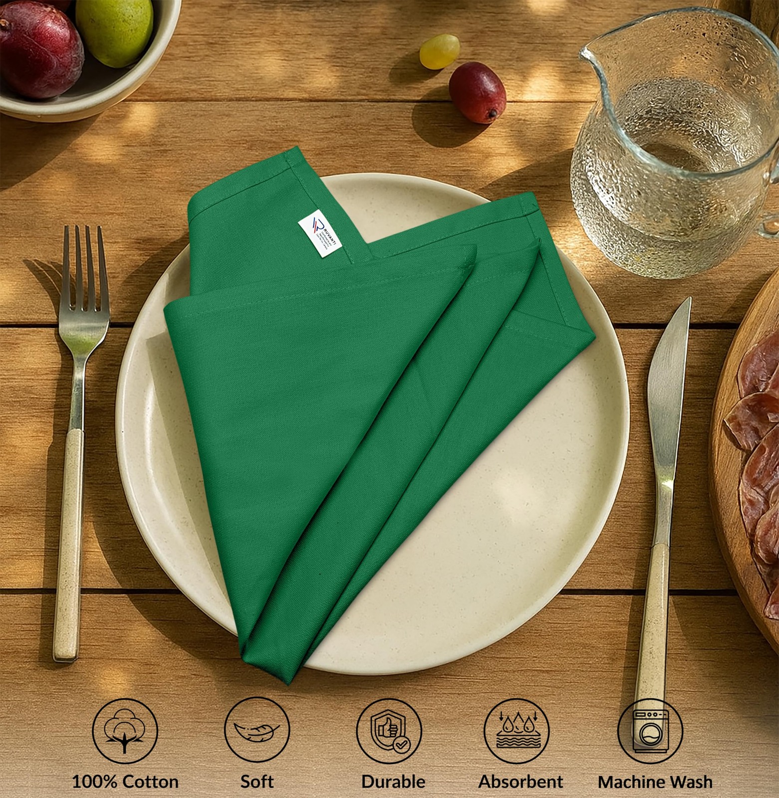 Ruvanti 6-Pack 18×18″ 100% Cotton Premium Washable Cloth Napkins Soft