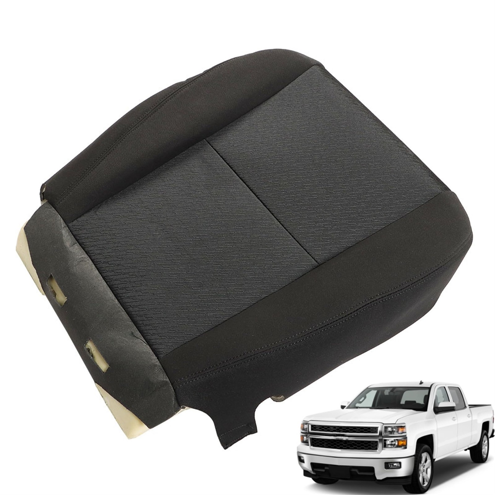 Front Driver Bottom Cloth Seat Cover with Foam Cushion for Silverado 2007-2014