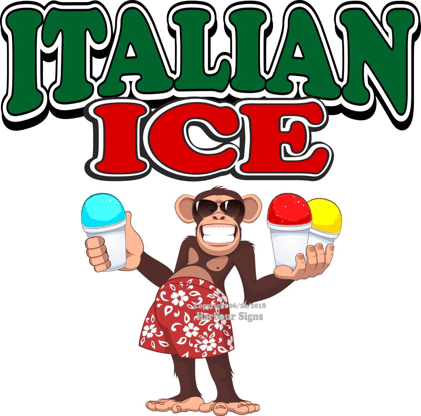 Italian Ice DECAL (Choose Your Size) Monkey Concession Food Vinyl Sticker