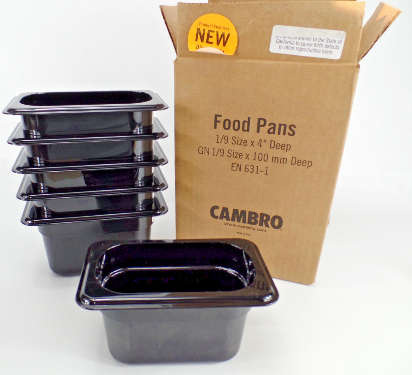 Cambro Camwear 94CW110 Food Pan 1/9 4″ Deep Black New 6 In Case