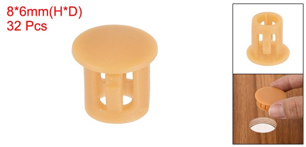 32Pcs 6mm Orange Nylon Plastic Round Locking Hole Plugs Insert End Caps