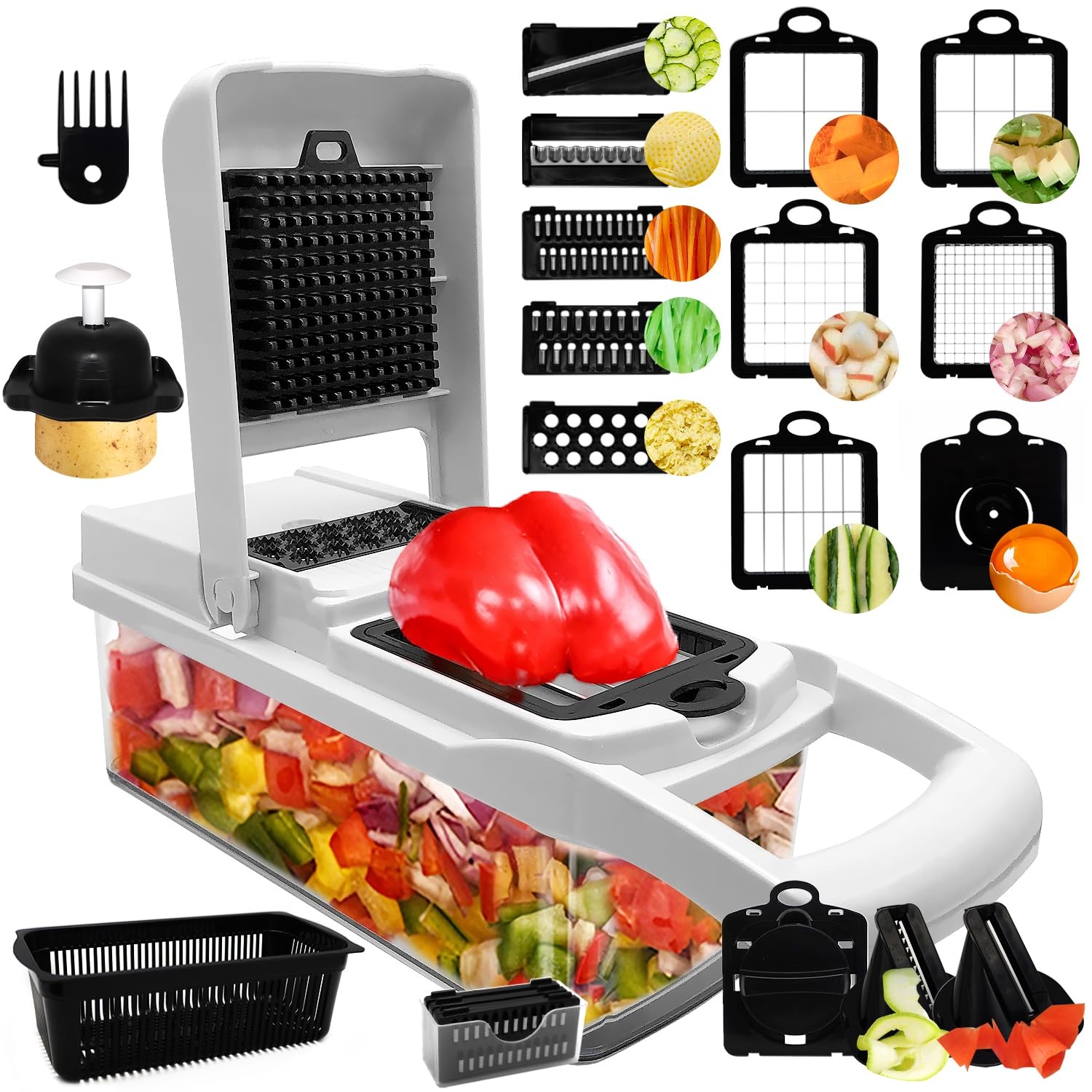 22 in 1 Vegetable Chopper, Multifunctional Food Chopper Dicer One size, White