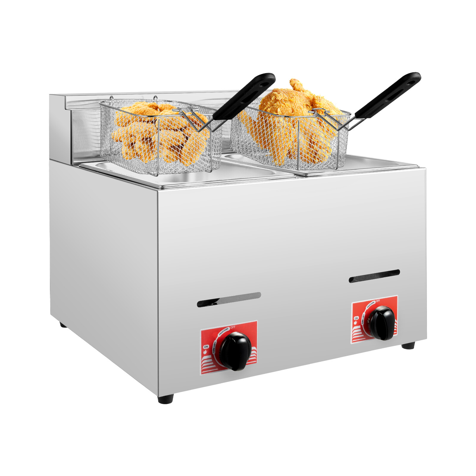 Countertop Gas Fryer w/ 2 Frying Baskets LPG Liquefied Gas Deep Fryer USA