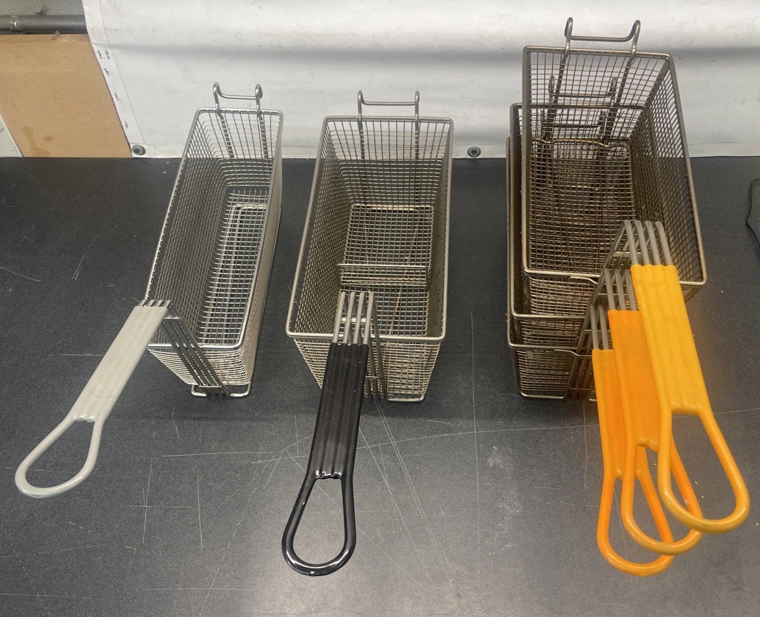 Winco (3 Orange) Commercial Deep Fryer Baskets [ Lot Of 5 ] Food Truck Used