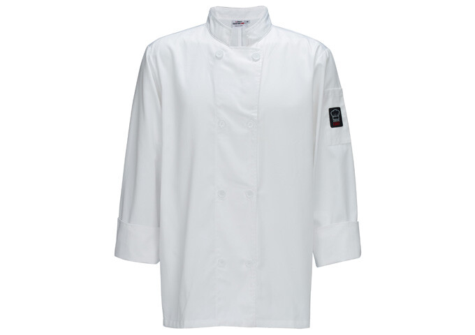 Chef Uniform Jacket ~ Men’s Size Small – White 65/35 poly-cotton blend – NIP