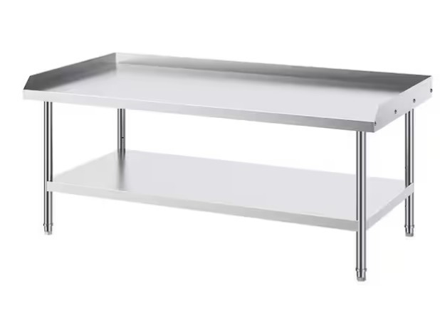 Stainless Steel Work Table, 30 x 60 x 26 in. 3-Sided Backsplash Prep Table