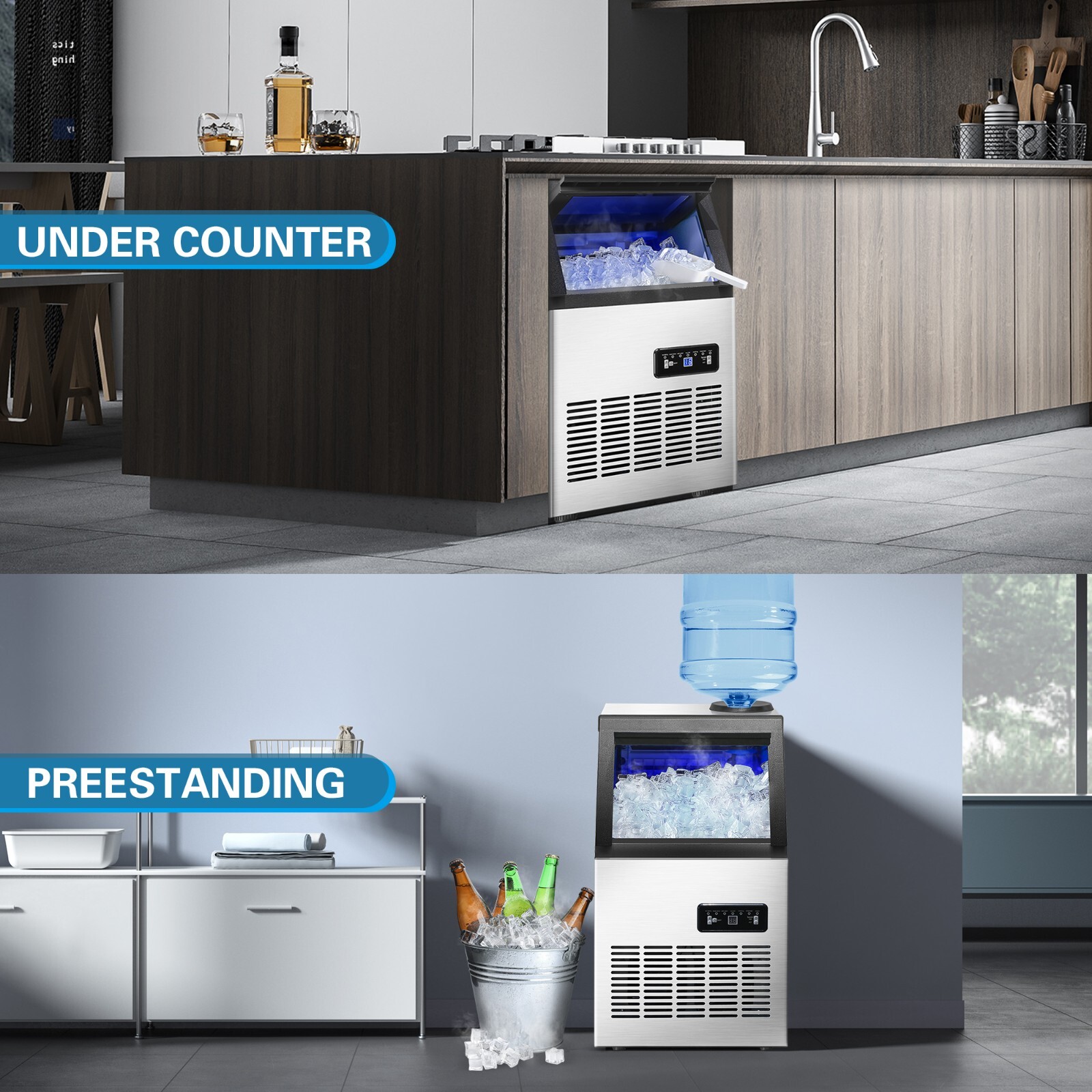 120Lb Restaurant Commercial Ice Maker Undercounter Freestand Ice Cube Machine