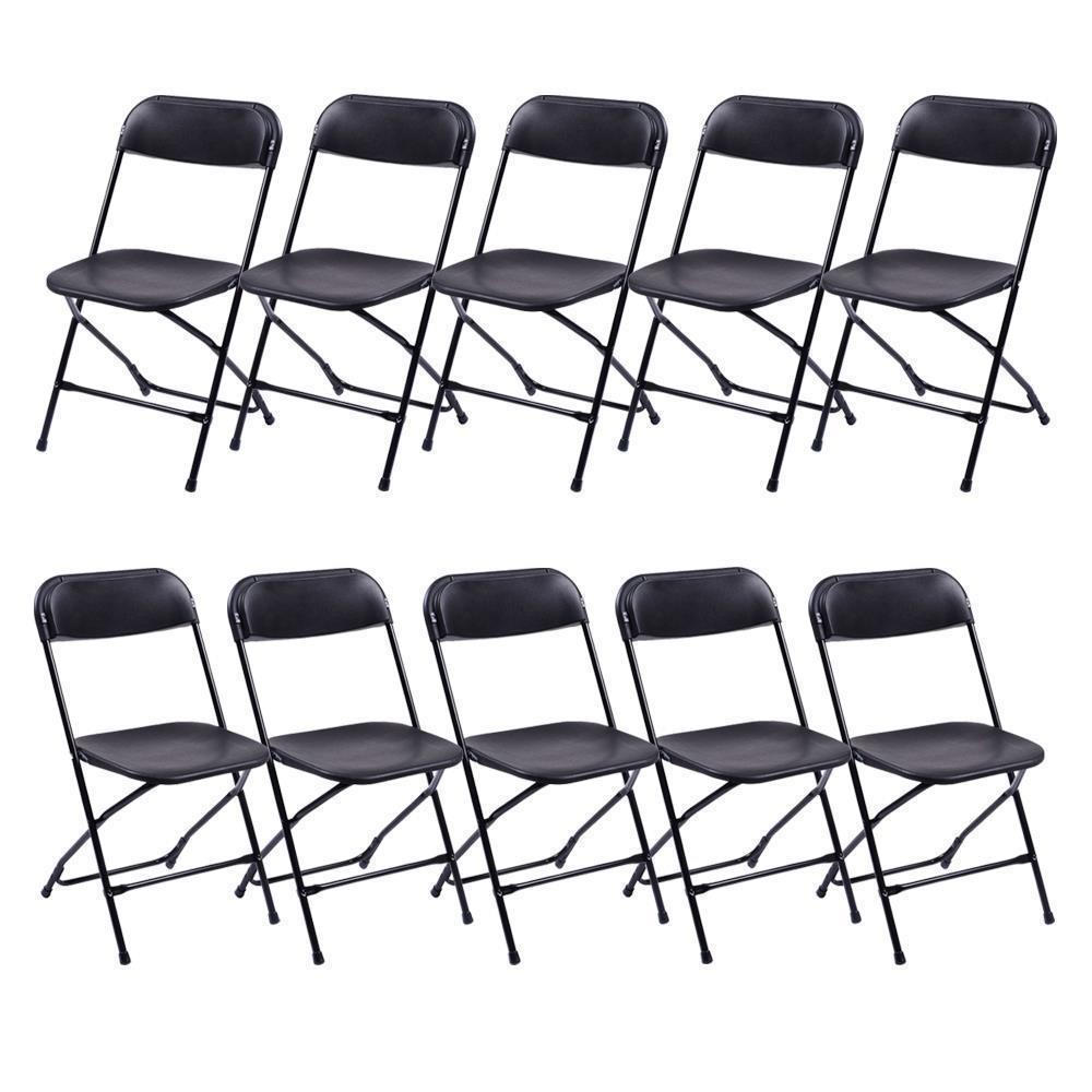 10 Pack Plastic Commercial Folding Chairs Stackable Picnic Party Black Home