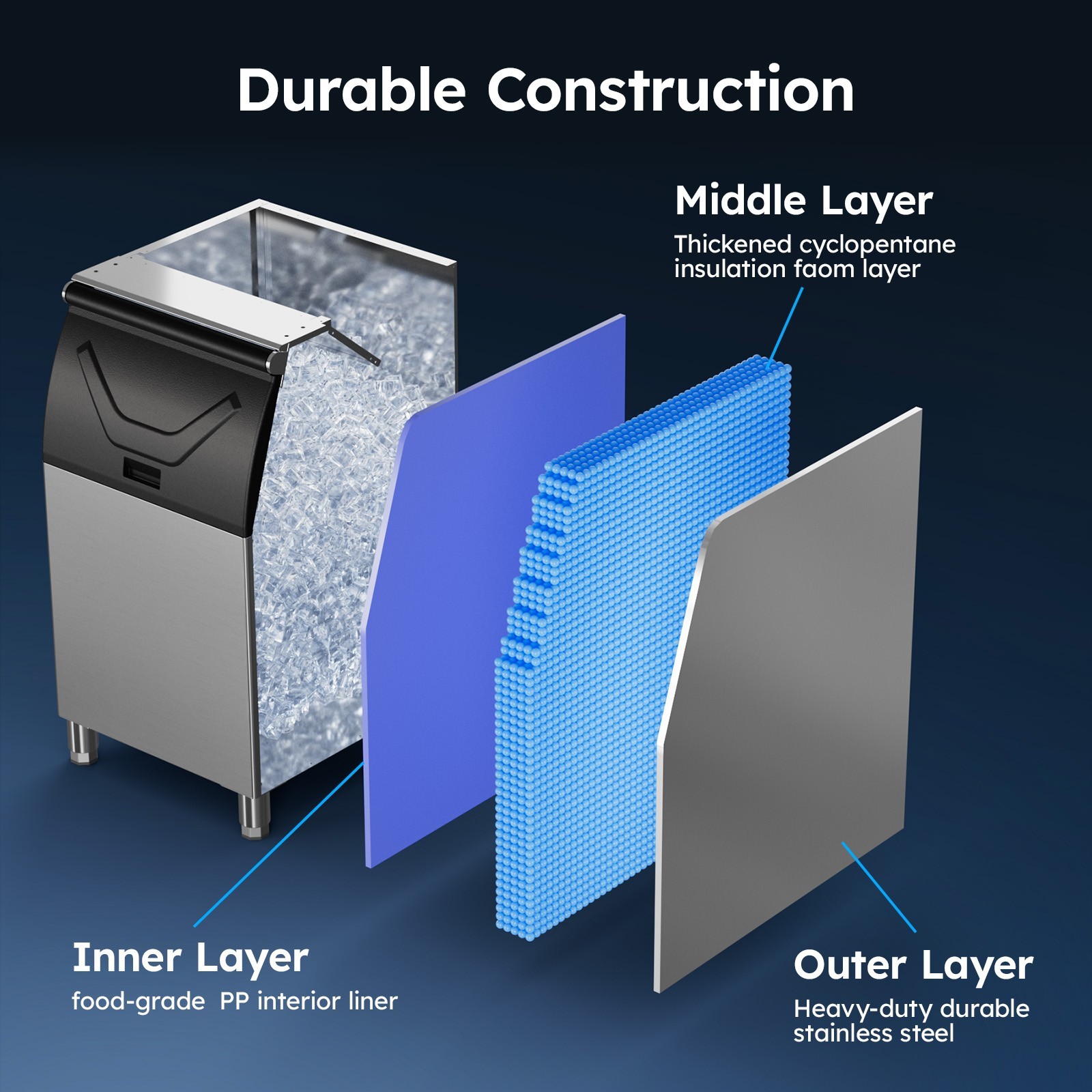 Commercial Ice Maker Machine 550lbs/24h,Large Capacity 400lbs with Self Cleaning