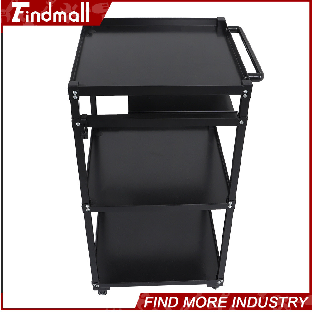 Findmall Aluminum Mobile Working Platform Hand Cart 3-Shelf With Keyboard Tray