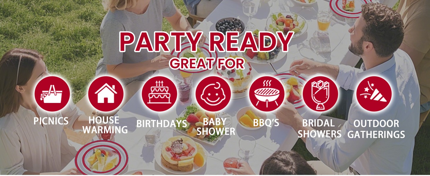 210 Pcs Red Plates Set,Clear and Red Plastic Plate Include 60 Plates,30 Cups,30