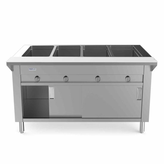 Prepline GSTC60-4O, 60″ Four Well Gas Hot Food Steam Table with Enclosed Base