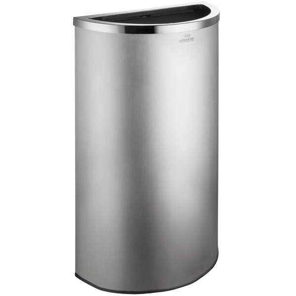 Lancaster Table & Seating 15 Gal Stainless Steel Half Round Decorative Trash Can