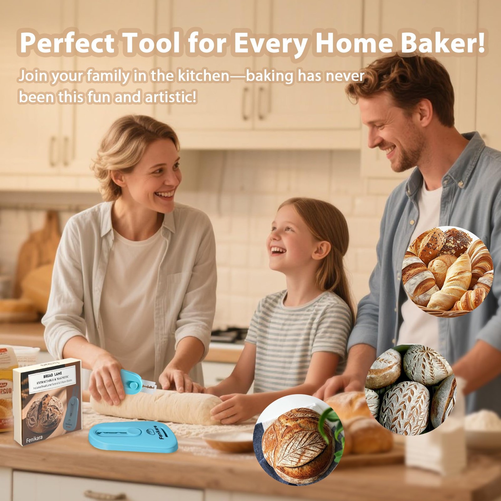 Professional Bread Lame,Upgraded Extractable & Magnetic 1.7″, Bay Blue