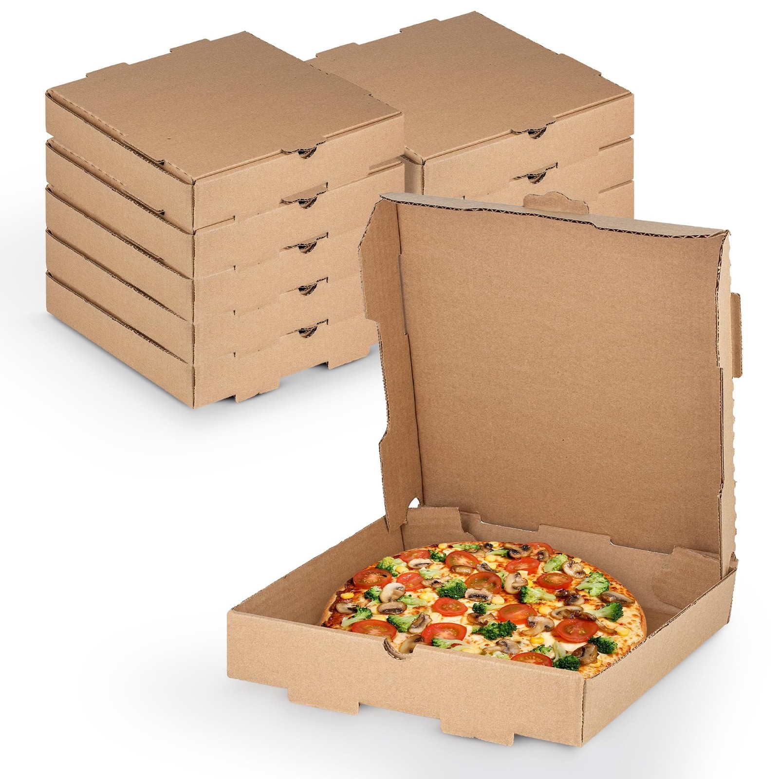 MT Products Brown Pizza Boxes B-Flute Corrugated 12″ x 12″ x 2” – Pack of 50