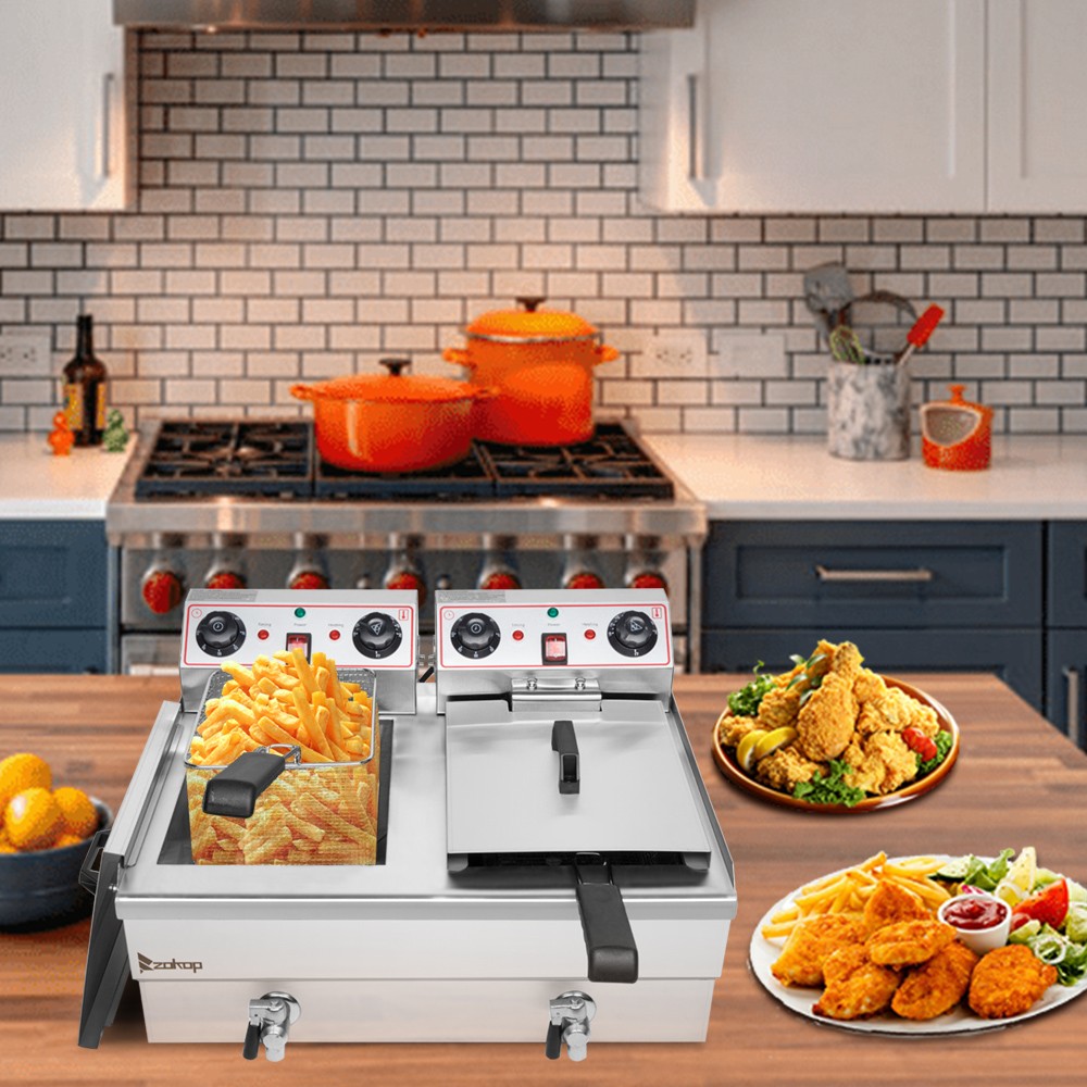ZOKOP Food Kitchen 3400W 24.9QT Electric Countertop Deep Fryer Commercial Home