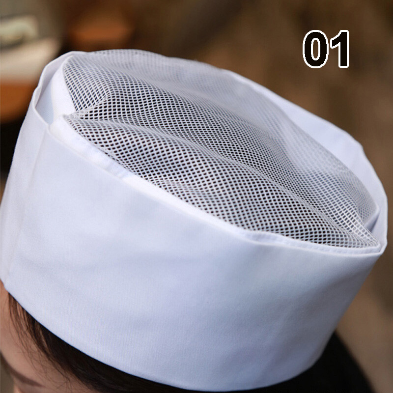 Hat Cooking Chef Kitchen Restaurant Service Flat Top Mesh Breathable Beanie Cap