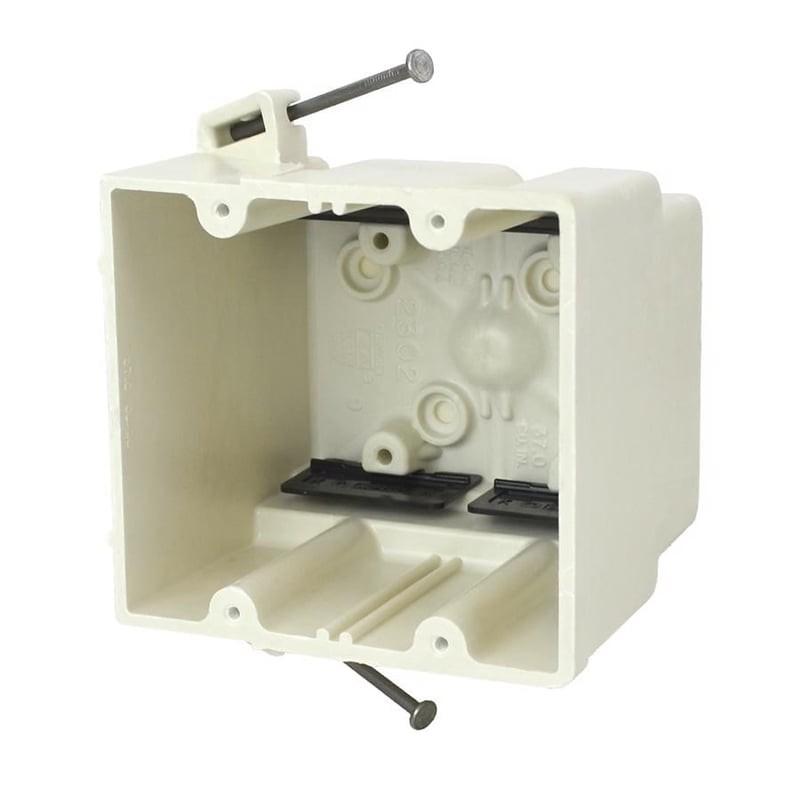 Allied Moulded 2302-NK 2 Gang Switch Box Nail-On New Work PVC Electrical