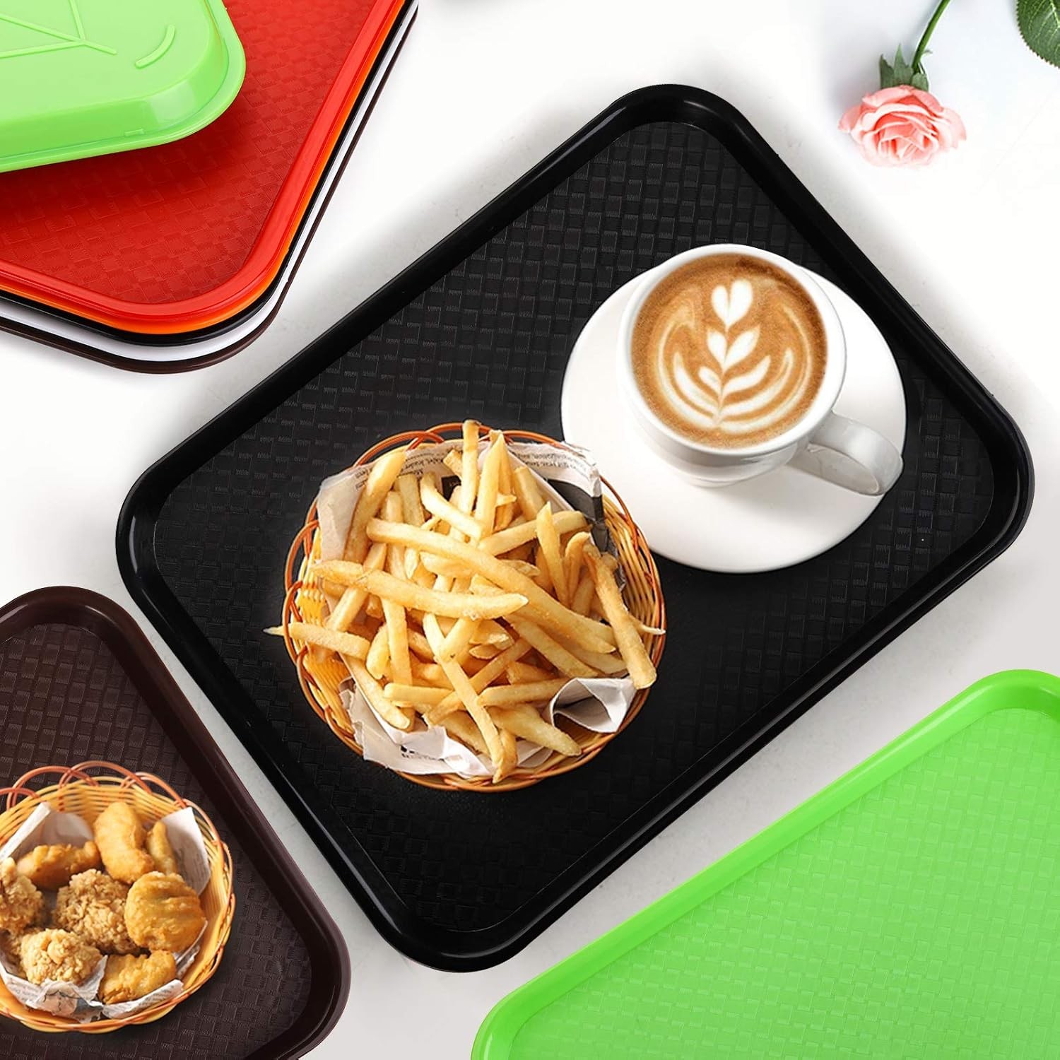 Yarlung 6 Pack Plastic Fast Food Trays, 16×12 Inches Restaurant Serving Trays