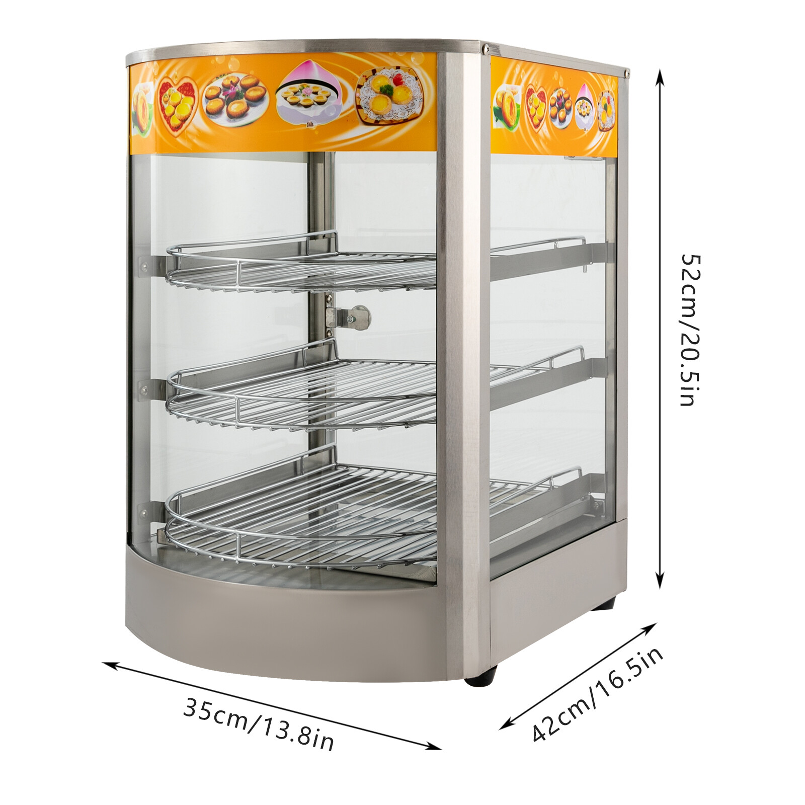3-Tier Commercial Food Warmer Cabinet Countertop Electric Warming Display Case
