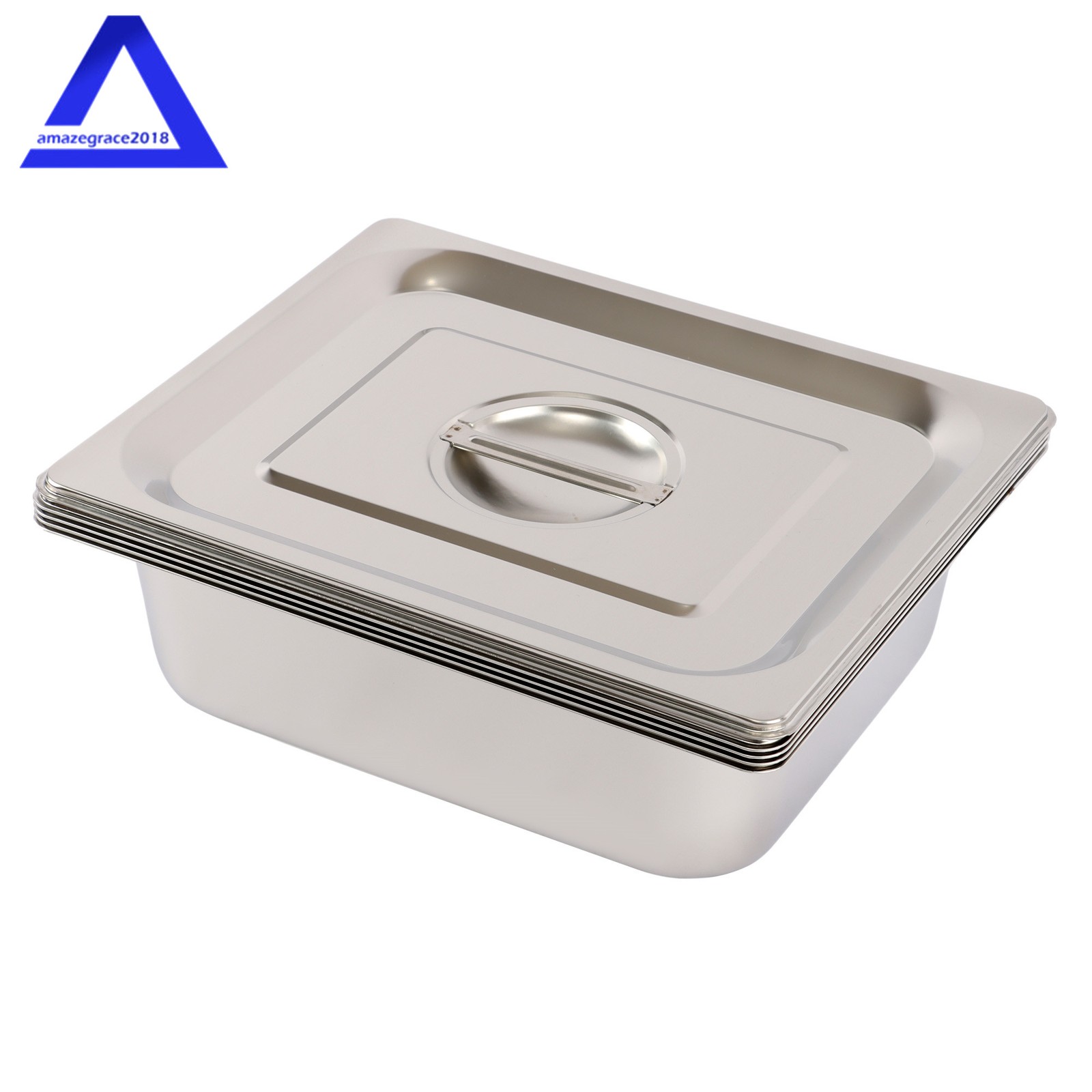 Steam Table Hotel Pans Half Size 4″ Deep 4Pcs Stainless Metal Tray with Lid