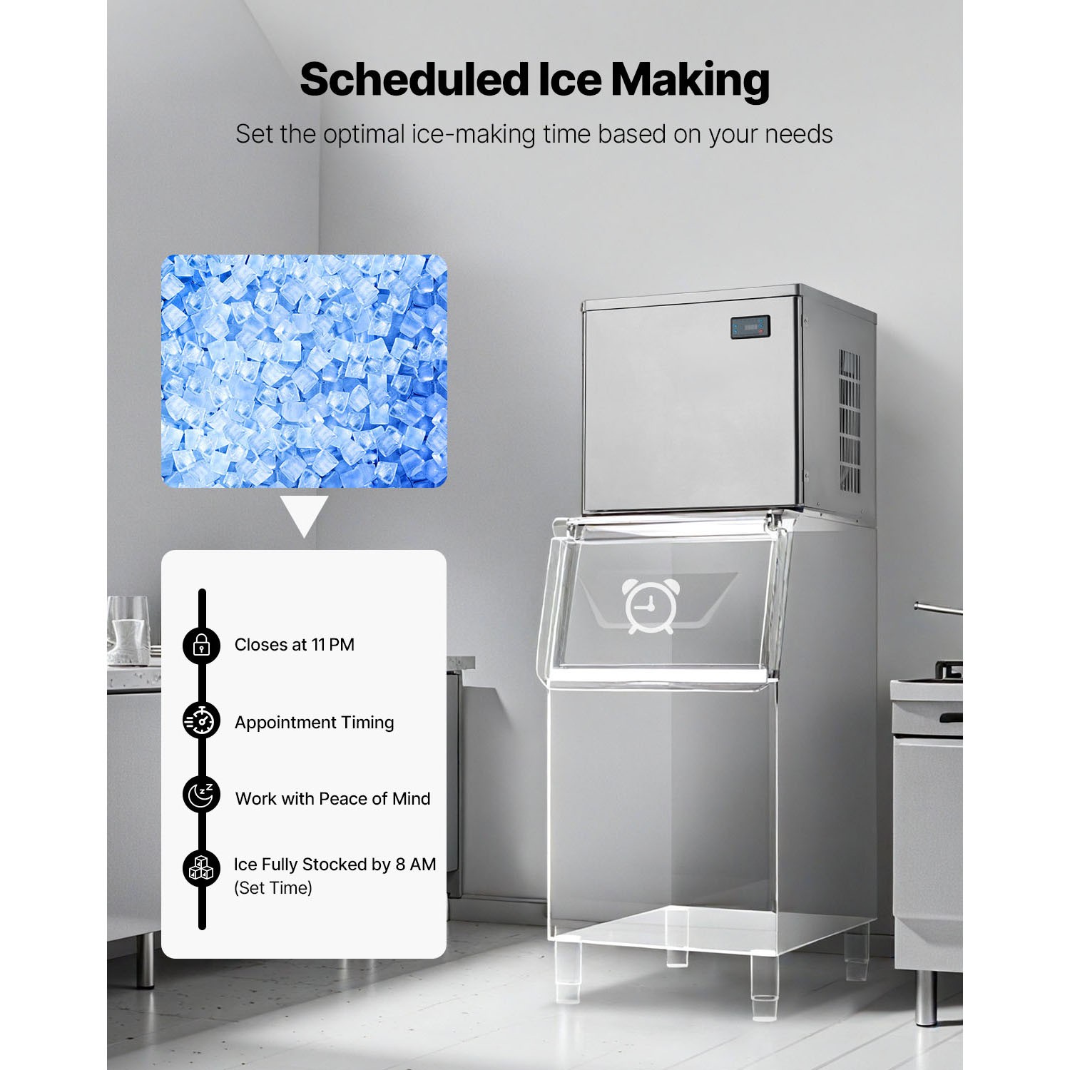 Uimoso Commercial Ice Maker Machine – 450 lbs/Day with Self-Cleaning Function
