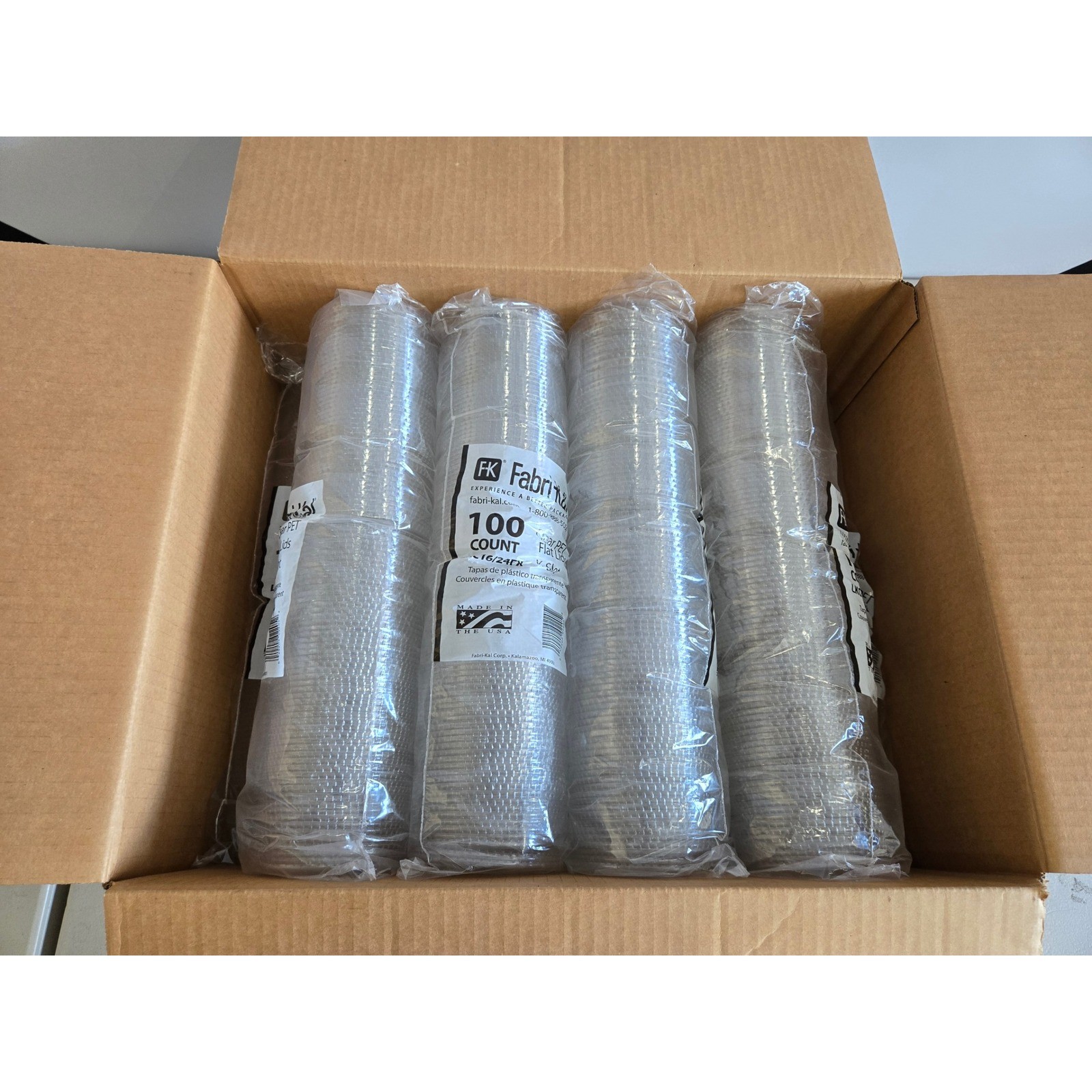 Fabri-Kal 900ct Clear PET Flat Lids X-Slot 12-24oz Cups LKC16/24FX 9508094 USA