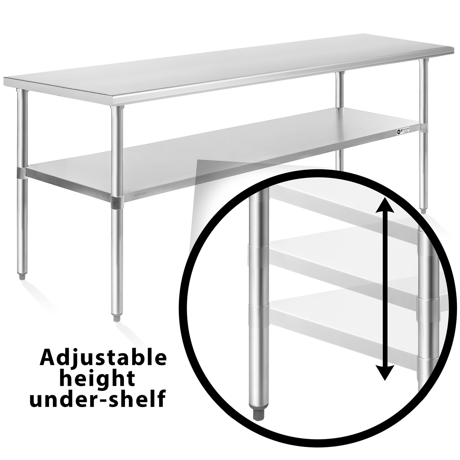 30×72 Stainless Steel Prep Table with Casters, NSF Commercial Restaurant Kitchen