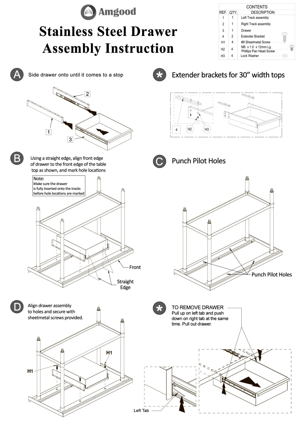 14 in. x 30 in. Stainless Steel Work Table With Drawer