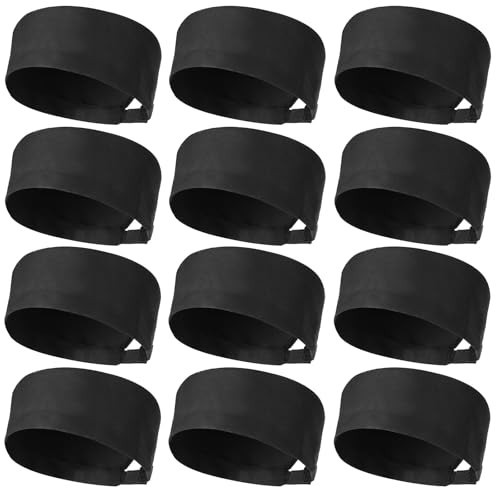 12 Pcs Adjustable Chef Hats for Adults, Black Cooking Caps with Breathable Mesh
